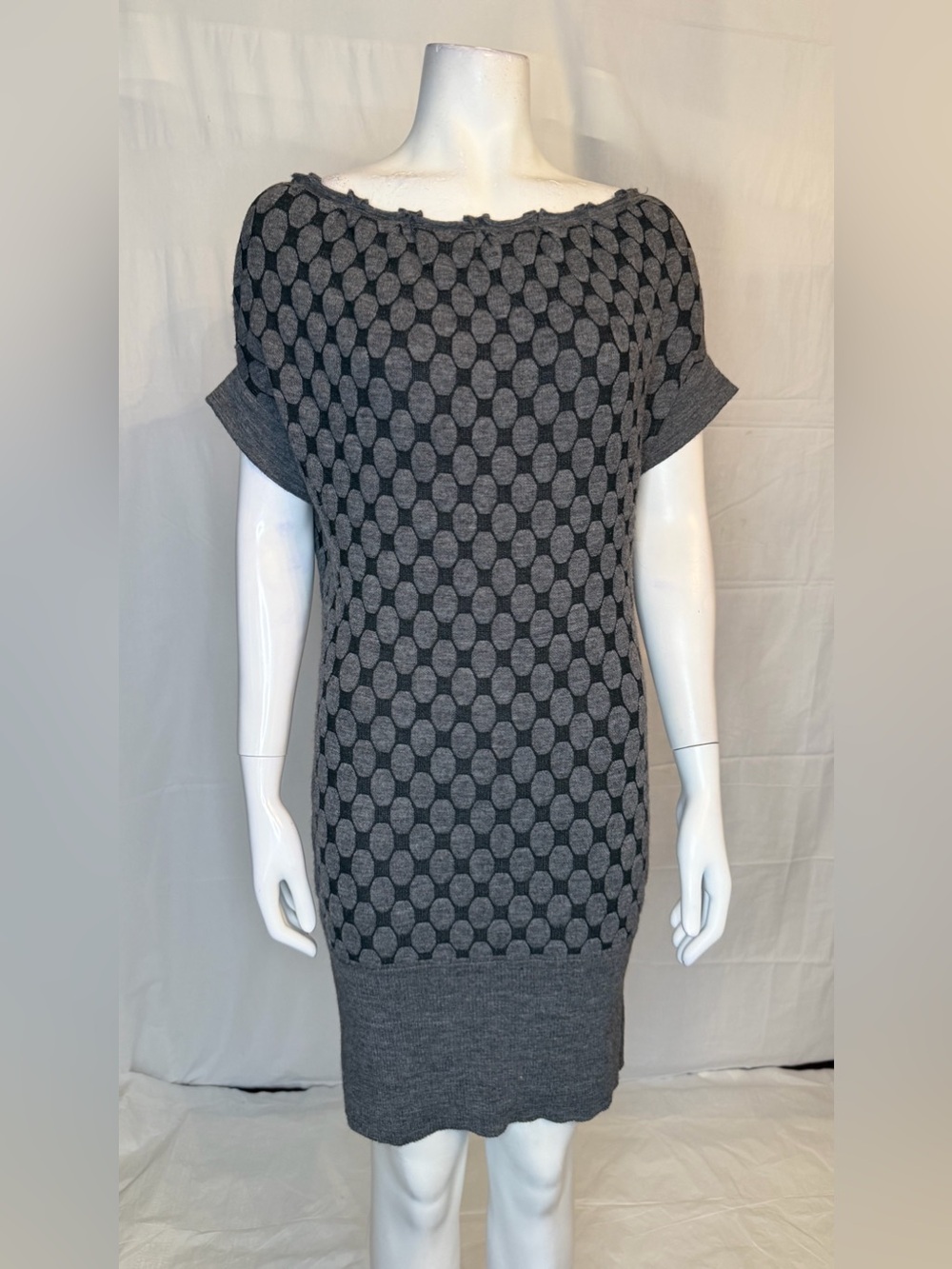 Charcoal Textured Short-Sleeve Knit Tunic